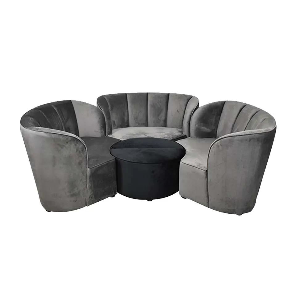 ソファFLOWERグレー/ブラック - 4