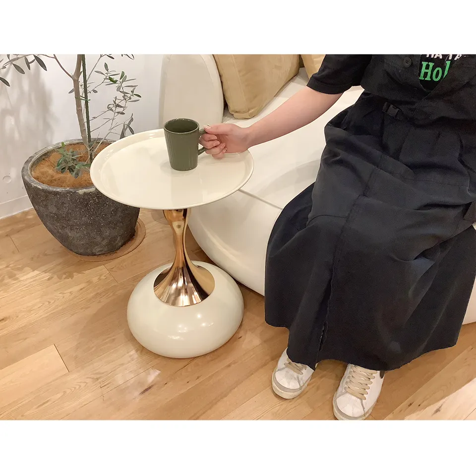 サイドテーブルAJJ-84ホワイト/ゴールド - 5