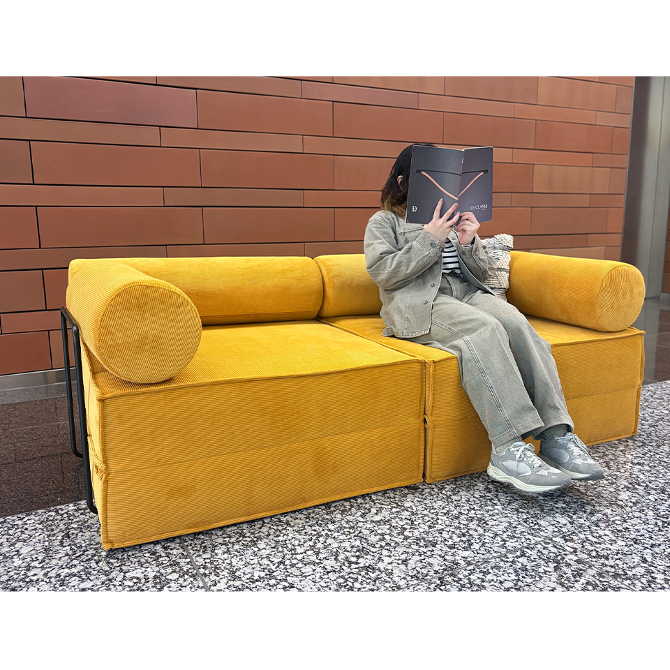 ソファFUTON 2人掛けイエロー - 8