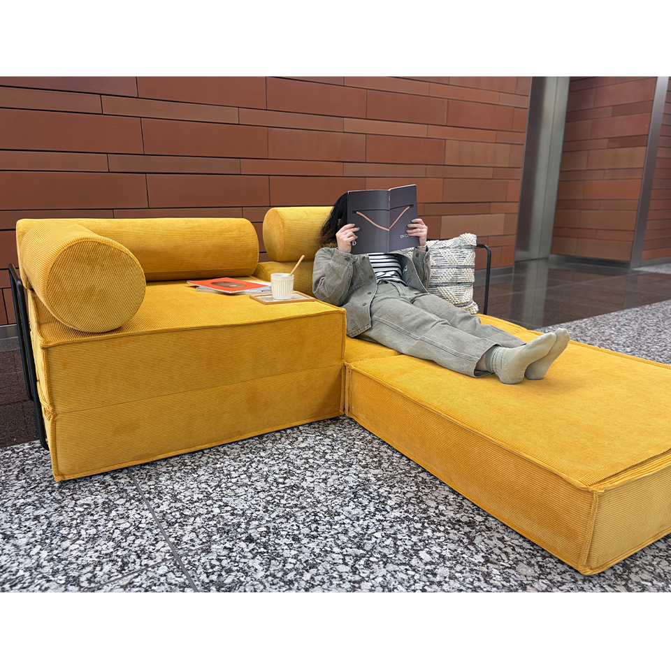 ソファFUTON 2人掛けイエロー - 9