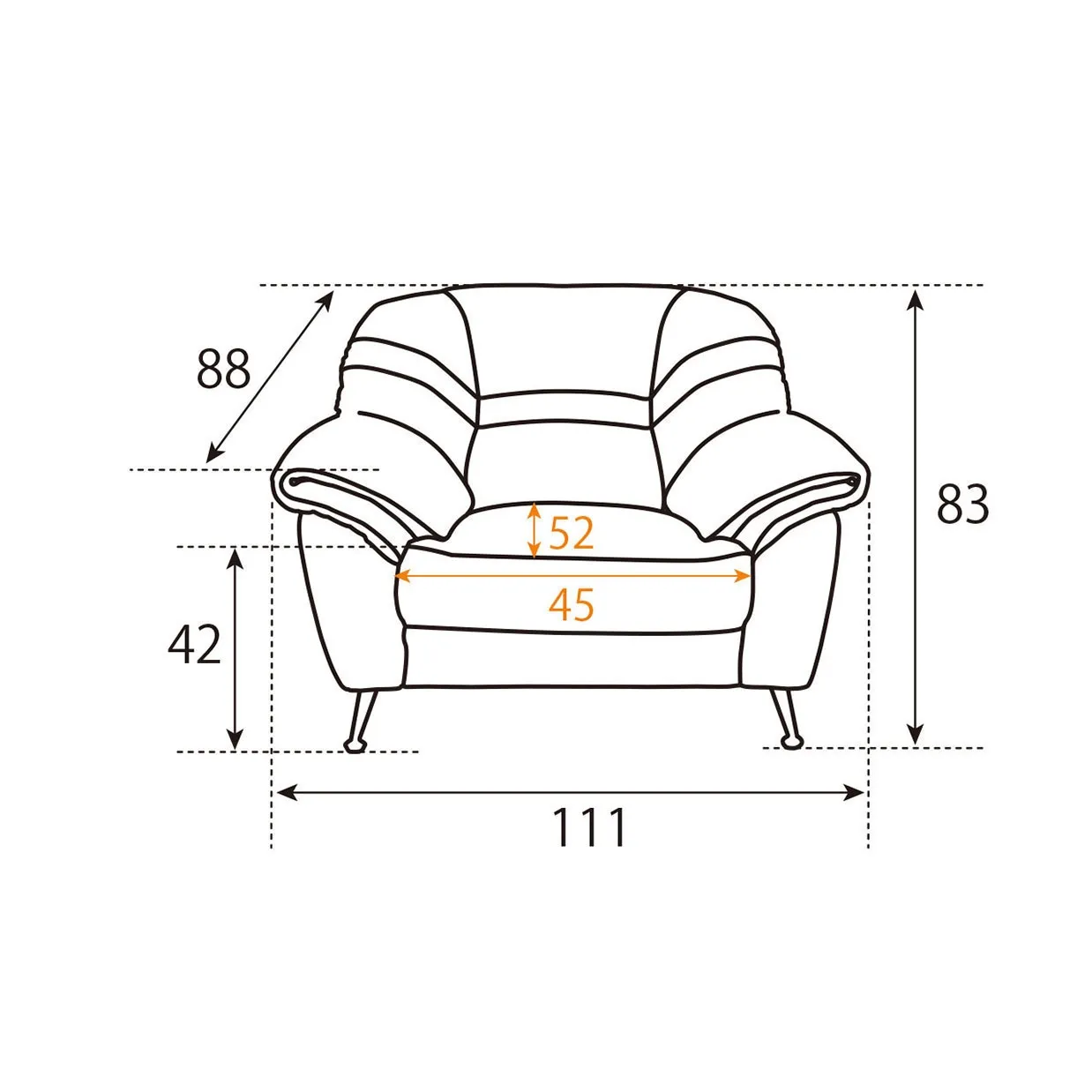 ソファバルセロナ 1人掛けレッド - 5