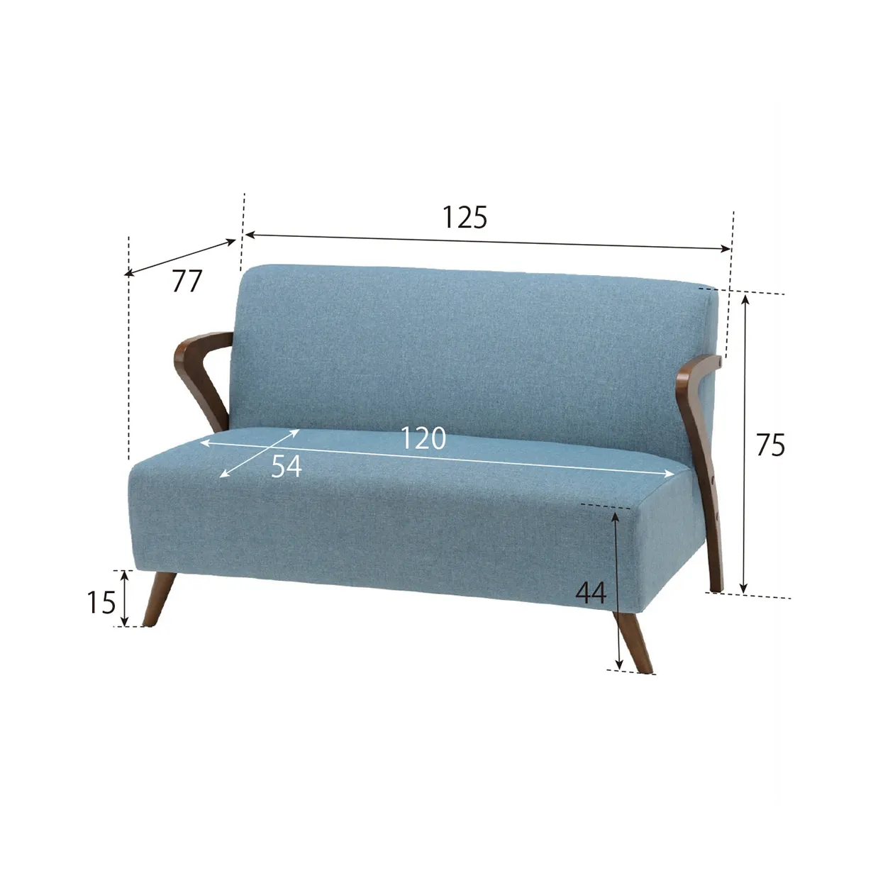 ソファ8581B 2人掛けブルー - 7