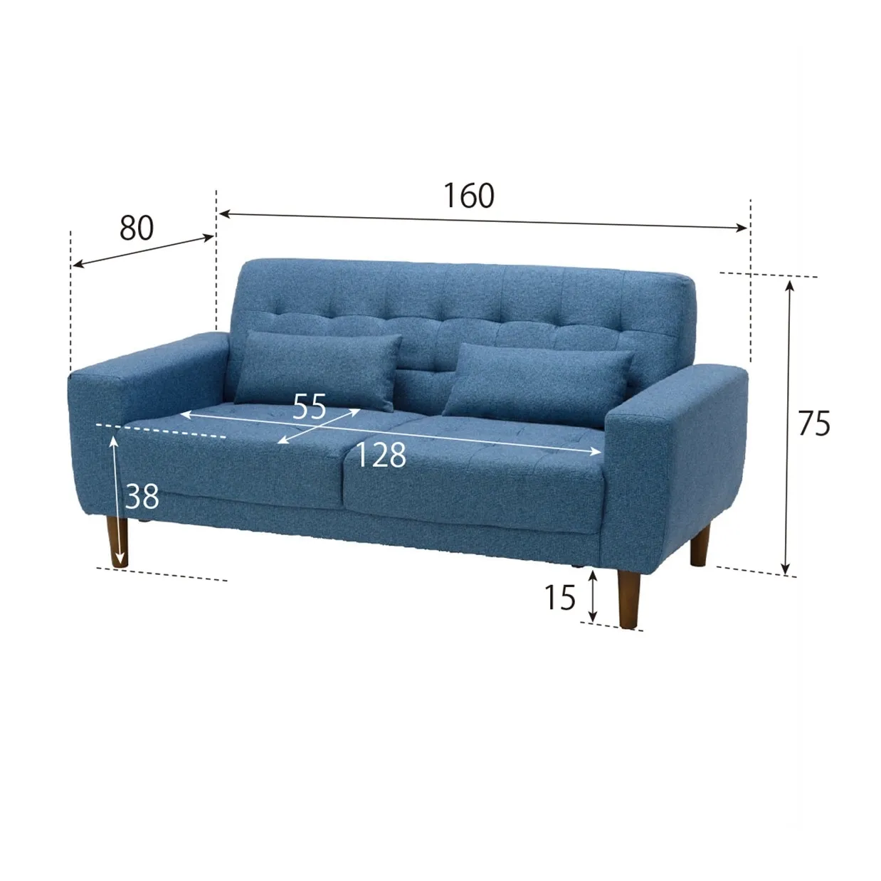 ソファHY7314 2人掛けブルー - 6