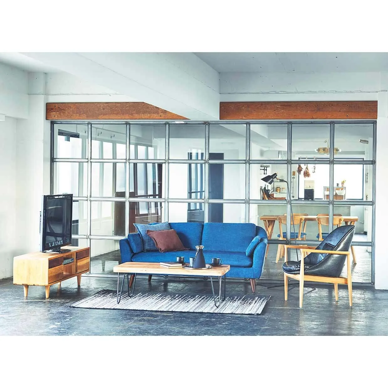 ソファTD7903 3人掛けブルー - 5