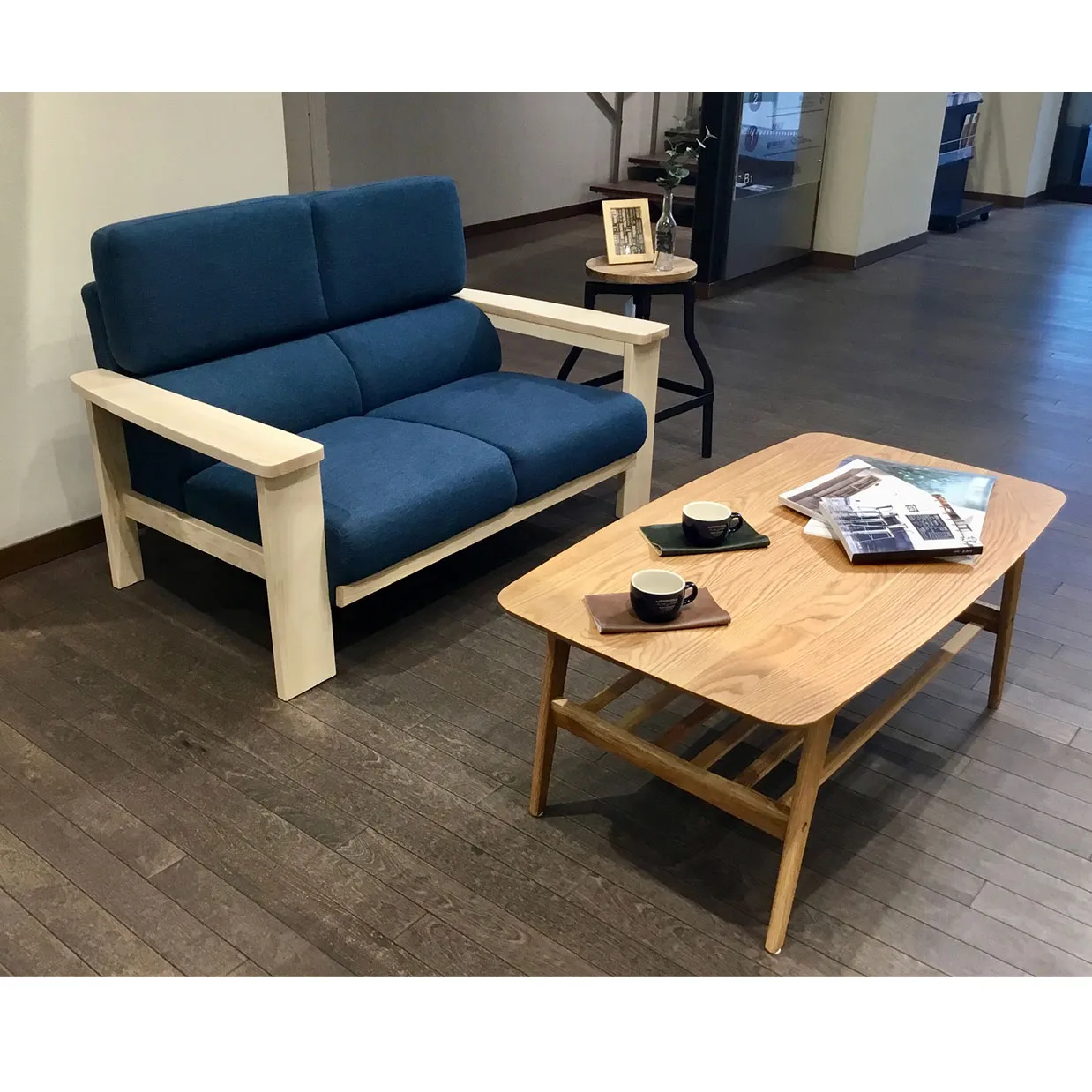 ソファNC779 2人掛けブルー/ナチュラル - 4