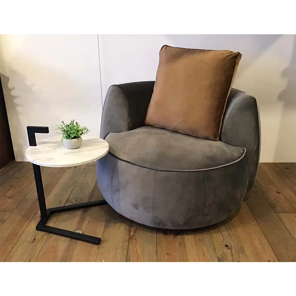 ソファCIRCLE 1人掛けグレー/ブラウン - 8