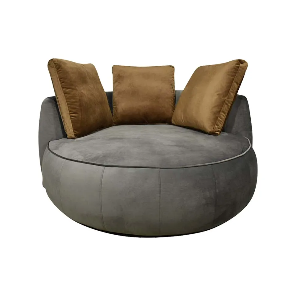 ソファCIRCLE 2人掛けグレー/ブラウン - 2