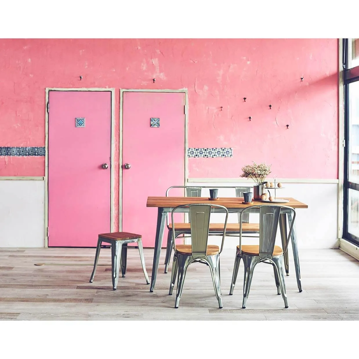 テーブルTC140-70Mガルバナイズド/ナチュラル - 5