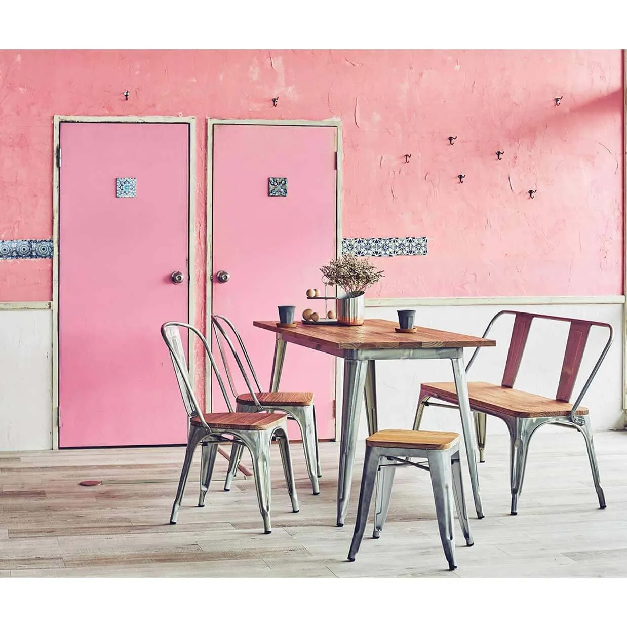 ベンチTS3534-105Mガルバナイズド/ナチュラル - 6