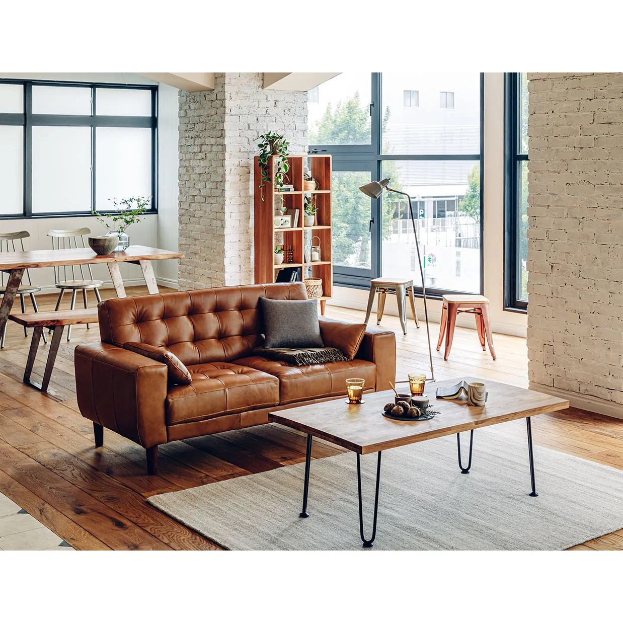 ソファ【本革】HY7314 2人掛けキャメル - 5